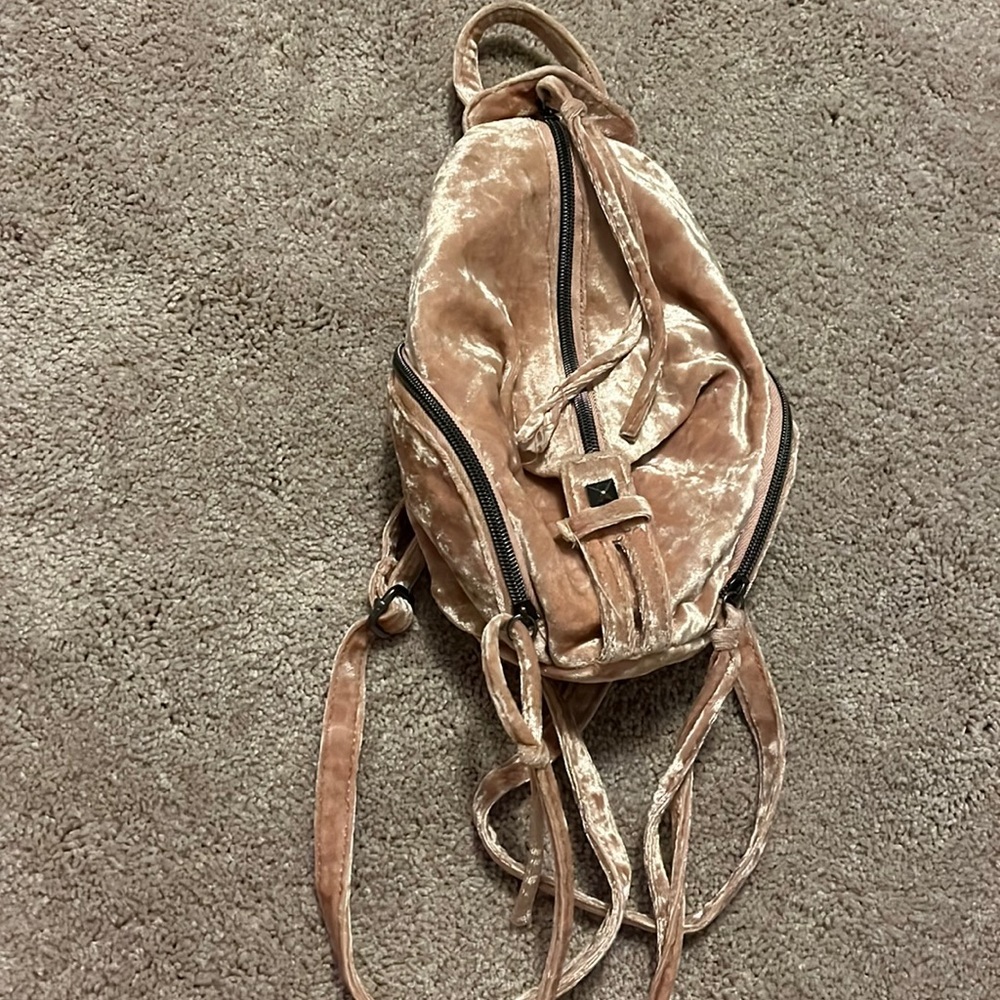 Velvet mini bag/backpack pink